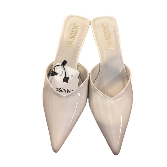 Jason Wu Shoes - Jason Wu Women's Pointed Toe Kitten Heels White Patent Leather Torai New